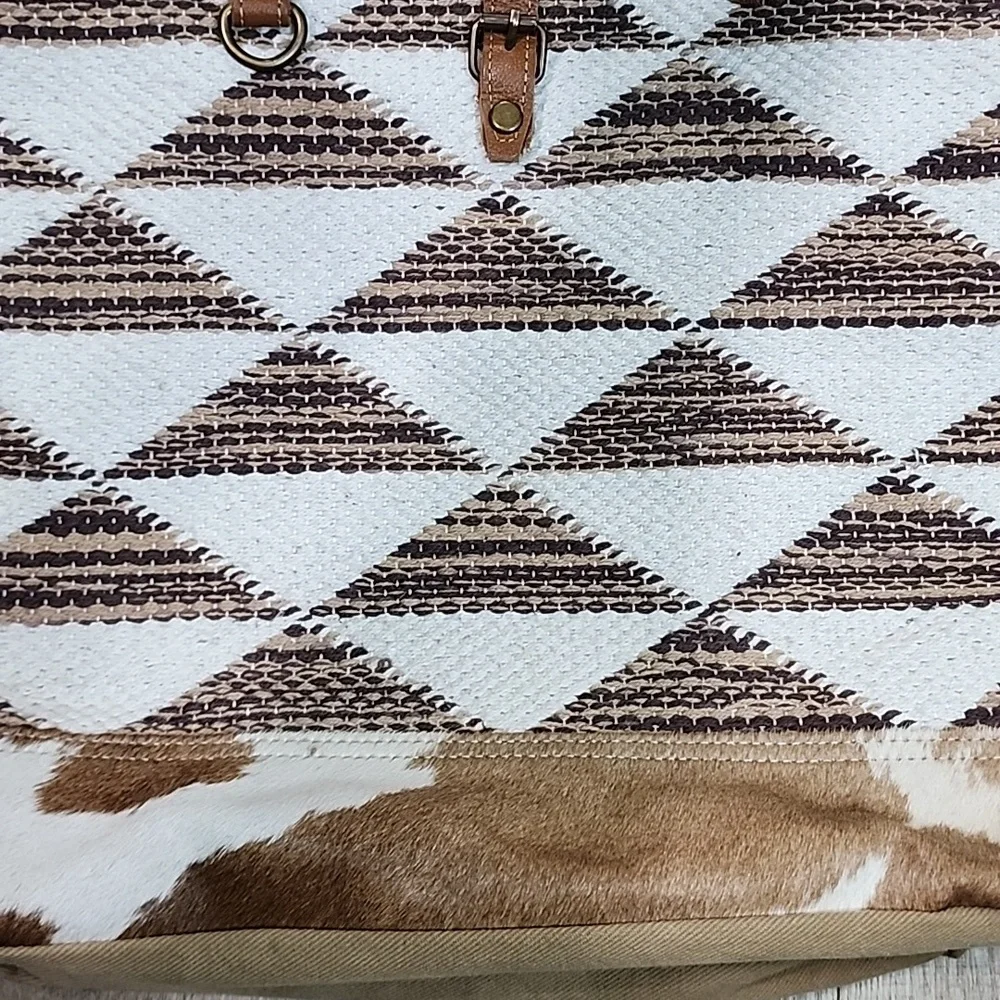 Myra Bag leather cotton geometric bag - Picture 2 of 9